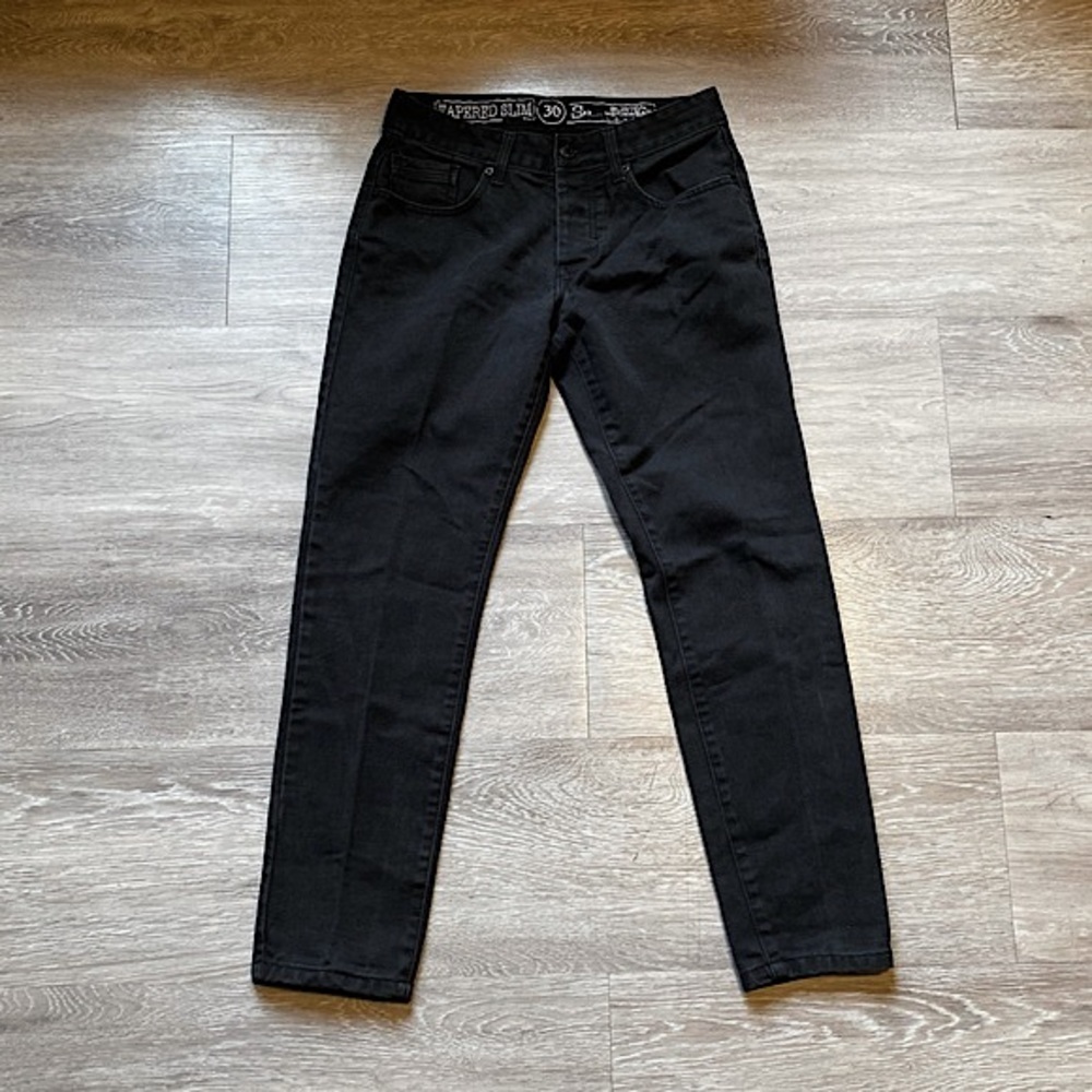 BURTON MENSWEAR • Tapered Slim Fit Denim Jeans • Size 30 • Black • Unisex